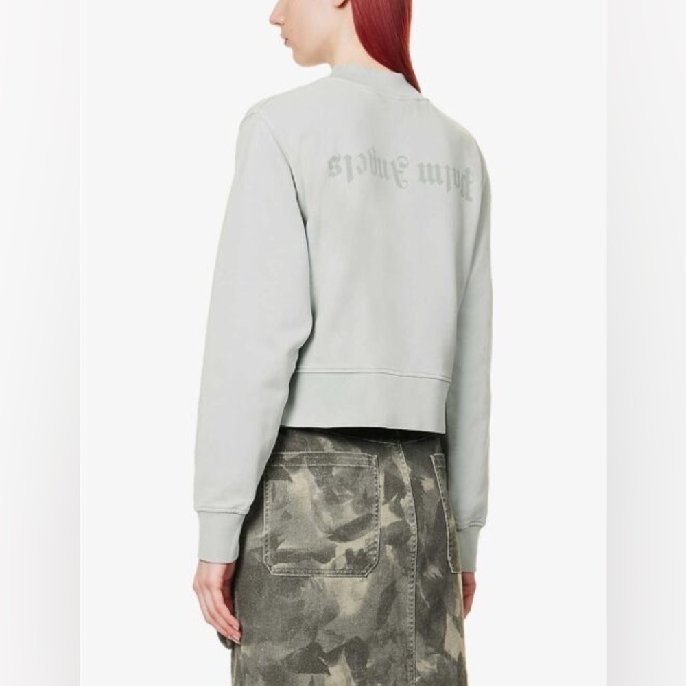 NWOT Palm Angels Reversed Logo Crewneck Sweatshirt Boxy Fit Grey Medium - Picture 5 of 13